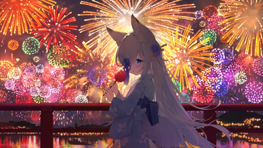 赛博神社页面封面：夏日祭烟花
